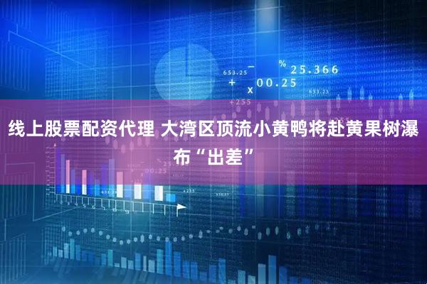 线上股票配资代理 大湾区顶流小黄鸭将赴黄果树瀑布“出差”