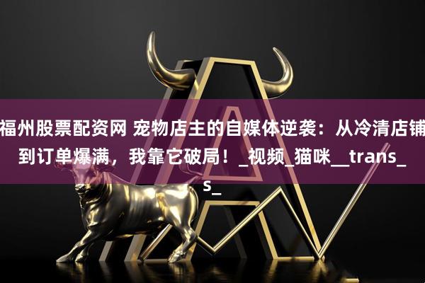 福州股票配资网 宠物店主的自媒体逆袭：从冷清店铺到订单爆满，我靠它破局！_视频_猫咪__trans_