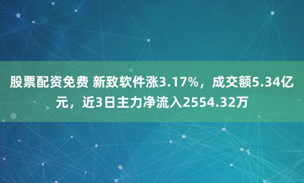 股票配资免费 新致软件涨3.17%，成交额5.34亿元，近3日主力净流入2554.32万